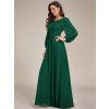 Plesové šaty smaragdově zelené dlouhé šifonové s dlouhým rukávem – Ever Pretty ES0106BDG
