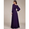 Večerní šaty dlouhé fialové šifonové s dlouhým rukávem – Ever Pretty ES0106BDP, prodává Modion.cz