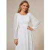 Šaty pro nevěstu na převlečení bílé dlouhé šifonové s dlouhým rukávem – Ever Pretty ES0106BWH