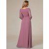 Starorůžové dlouhé večerní šaty s dlouhým rukávem - ES0106BOD | Modion.cz