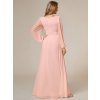 Večerní šaty dlouhé růžové šifonové s dlouhým rukávem – Ever Pretty ES0106BPK, prodává Modion.cz