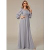 Společenské dlouhé šaty šedé – Leonessa (přední pohled)