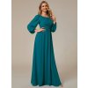 Společenské šaty dlouhé modré šifonové s dlouhým rukávem – Ever Pretty ES0106BTE, prodává Modion.cz