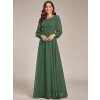 Společenské šaty eukalyptově zelené dlouhé šifonové s dlouhým rukávem – Ever Pretty ES0106BEU
