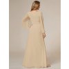 Společenské dlouhé šaty béžové – Leonessa (zadní pohled)