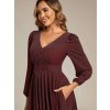 Elegantní šaty vínově červené třpytivé midi s kapsami – Ever Pretty EG02523BD