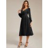 Společenské šaty černé třpytivé midi s kapsami – Ever Pretty EG02523BK