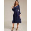 Tmavě modré společenské šaty s kapsami - EG02523NB | Modion.cz