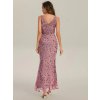 Večerní šaty starorůžové dlouhé flitrové s rozparkem – Ever Pretty EE02548OD