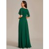 Večerní šaty smaragdově zelené dlouhé šifonové s krátkým rukávem a krajkou v pase – Ever Pretty EE01960DG