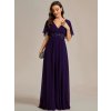 Společenské šaty dlouhé fialové šifonové s krajkovým zdobením – Ever Pretty EE01960DP, prodává Modion.cz