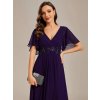 Elegantní šaty dlouhé fialové šifonové s krajkovým zdobením – Ever Pretty EE01960DP, prodává Modion.cz