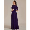 Večerní šaty dlouhé fialové šifonové s krajkovým zdobením – Ever Pretty EE01960DP, prodává Modion.cz