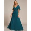 Šaty na svatbu dlouhé modré šifonové s krajkovým zdobením – Ever Pretty EE01960TE, prodává Modion.cz