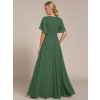 Plesové šaty eukalyptově zelené dlouhé šifonové s krátkým rukávem a krajkou v pase – Ever Pretty EE01960EU
