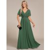 Společenské dlouhé šaty zelené eukalypt – Giovanna (přední pohled)