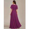 Večerní šaty dlouhé fialové šifonové s krajkovým zdobením – Ever Pretty EE01960FU, prodává Modion.cz