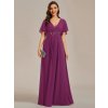 Plesové šaty dlouhé fialové šifonové s krajkovým zdobením – Ever Pretty EE01960FU, prodává Modion.cz