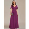 Společenské šaty dlouhé fialové šifonové s krajkovým zdobením – Ever Pretty EE01960FU, prodává Modion.cz