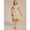 Společenské krátké šaty béžové – Livia (celkový pohled)