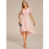 Společenské krátké šaty růžové – Livia (celkový pohled)