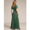 Společenské dlouhé šaty zelené eukalypt – Tristana (zadní pohled)