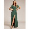 Společenské dlouhé šaty zelené eukalypt – Tristana (přední pohled)