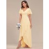 Šaty na svatbu žluté dlouhé šifonové s volánky a asymetrickým lemem – Ever Pretty ES01749YL