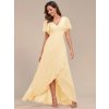Společenské šaty žluté dlouhé šifonové s volánky a asymetrickým lemem – Ever Pretty ES01749YL