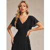 Společenské šaty dlouhé černé elegantní s V výstřihem – model ES01749BK – Modion.cz