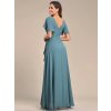 Šaty na ples dlouhé modrozelené šifonové s volánky a asymetrickým lemem – Ever Pretty ES01749DB