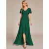 Společenské šaty dlouhé smaragdové šifonové s volánky a asymetrickým lemem – Ever Pretty ES01749DG