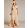 Plesové šaty dlouhé béžové se vzorem šifonové s volánky a asymetrickým lemem – Ever Pretty ES01749LR