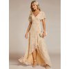 Společenské midi šaty béžové se vzorem – Carmela (přední pohled)