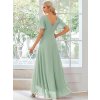 Šaty na ples dlouhé mátové šifonové s volánky a asymetrickým lemem – Ever Pretty ES01749MG
