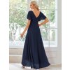 Šaty na ples dlouhé tmavě modré šifonové s volánky a asymetrickým lemem – Ever Pretty ES01749NB