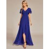 Společenské šaty dlouhé safírové šifonové s volánky a asymetrickým lemem – Ever Pretty ES01749SB