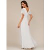 Šaty na ples dlouhé svatební bílé šifonové s volánky a asymetrickým lemem – Ever Pretty ES01749WH