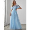 Společenské dlouhé šaty bleděmodré – Prisilla (celkový pohled)