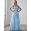 Plesové šaty dlouhé modré tylové s áčkovou sukní – Ever Pretty EP00904BL, prodává Modion.cz