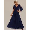 Společenské dlouhé šaty tmavě modré – Melisande (detail sukně)