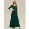 Zelené smaragdové plesové šaty dlouhé třpytivé s polodlouhým rukávem – Ever Pretty EE00686DG
