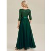 Zelené smaragdové šaty na ples dlouhé třpytivé s polodlouhým rukávem – Ever Pretty EE00686DG