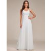 Šaty do tanečních dlouhé bílé šifonové na ramínka – Ever Pretty ES80026WH