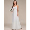 Společenské šaty dlouhé bílé šifonové na ramínka – Ever Pretty ES80026WH