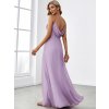 Společenské šaty dlouhé fialové šifonové na ramínka – Ever Pretty ES80026FL