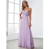 Společenské šaty dlouhé fialové šifonové na ramínka – Ever Pretty ES80026FL
