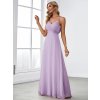 Společenské šaty dlouhé fialové šifonové na ramínka – Ever Pretty ES80026FL