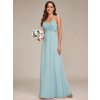 Šaty na svatbu dlouhé modré šifonové na ramínka – Ever Pretty ES80026BL, prodává Modion.cz