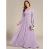 Večerní šaty dlouhé fialové šifonové dlouhý rukáv – Ever Pretty ES0106BFL